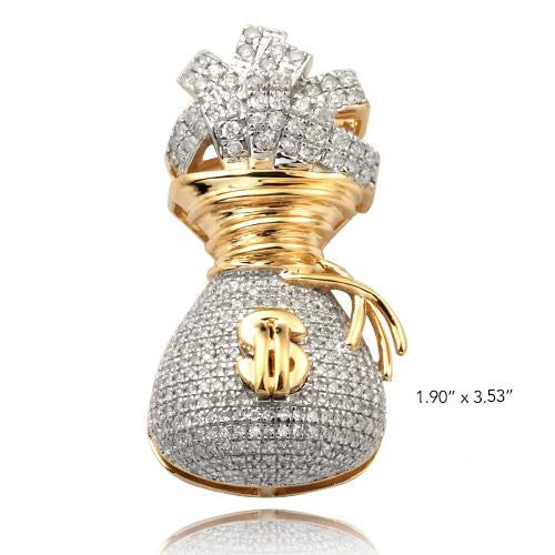 10KY 1.00CTW DIAMOND MONEY BAG PENDANT