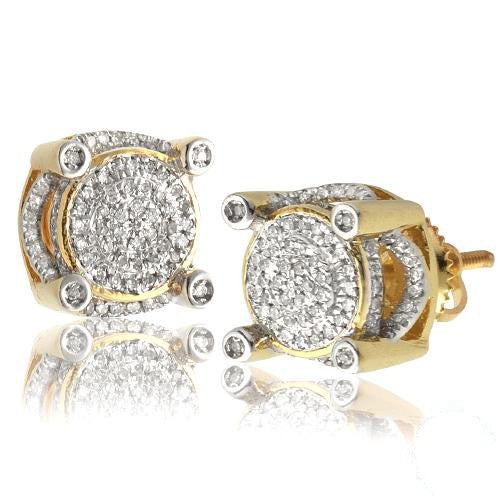 10KY 0.35CTW MICROPAVE DIAMOND 3-D DISC EARRINGS