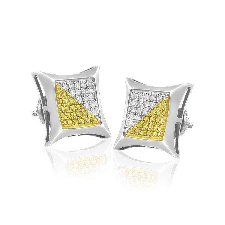 SS 0.75CTW 1/2 YELLOW DIA KITE SHAPE EARRINGS