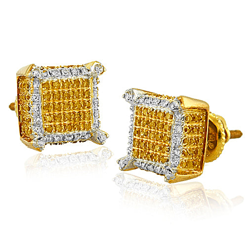 YS 0.65CTW YELLOW & WHITE DIAMOND DICE EARRINGS