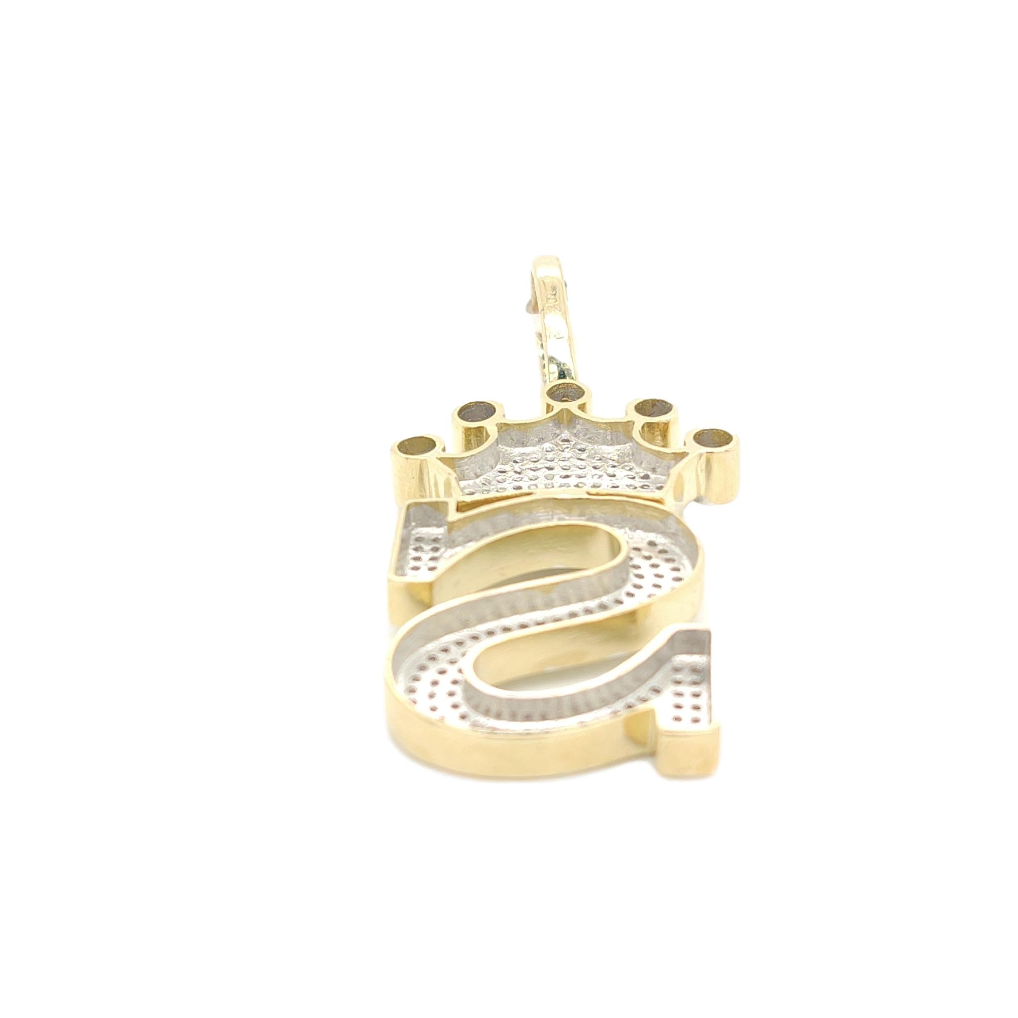 10K Yellow Gold Diamonds S Letter Charm