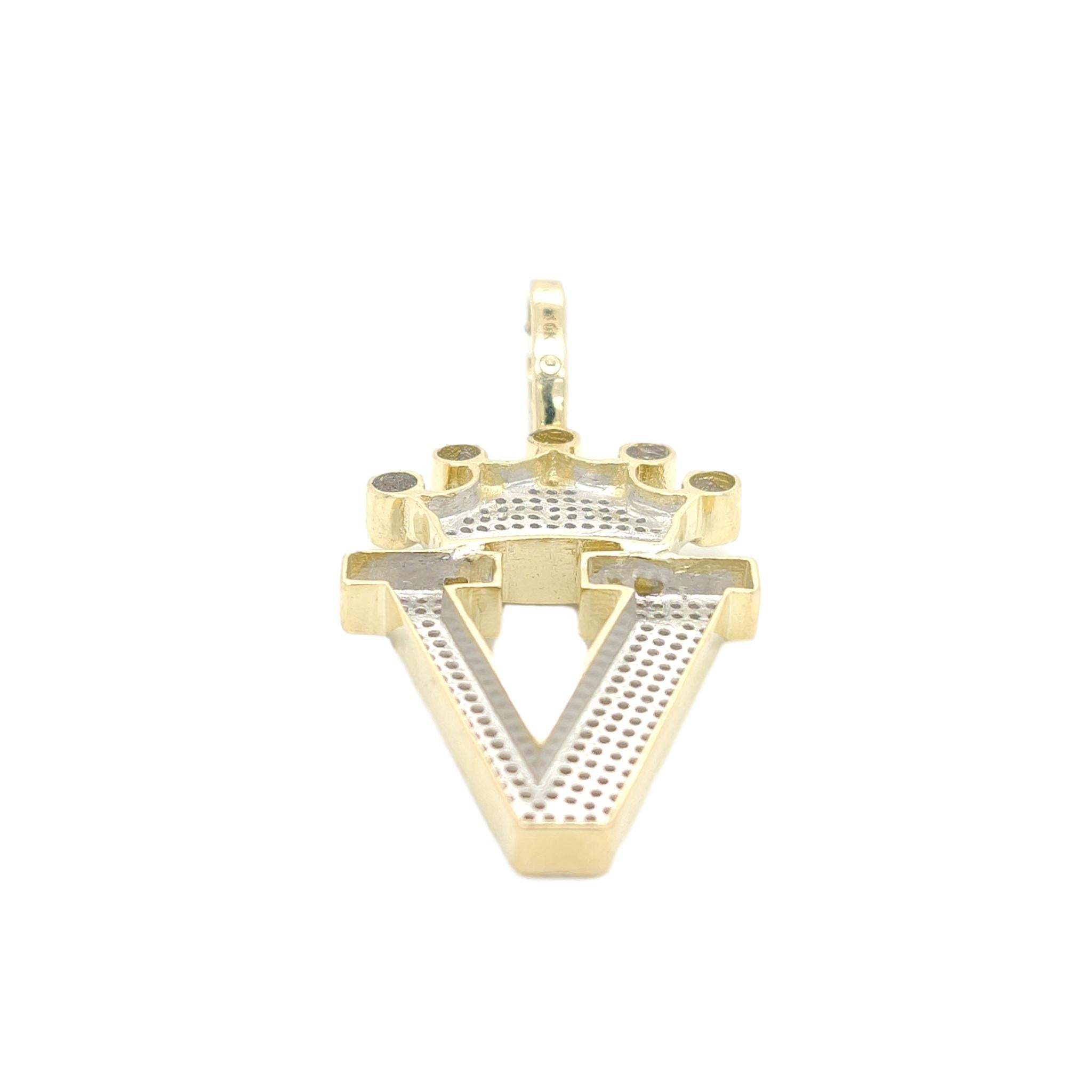 10K Yellow Gold Diamond V Letter Charm