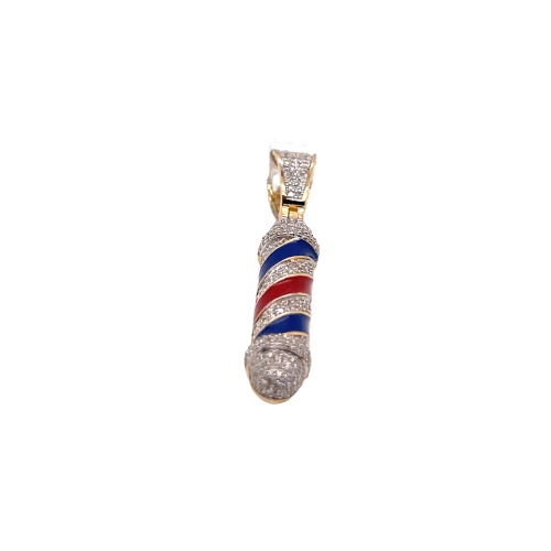 10KY 0.35CTW DIAMOND BARBER POLL PENDANT With ENAMEL