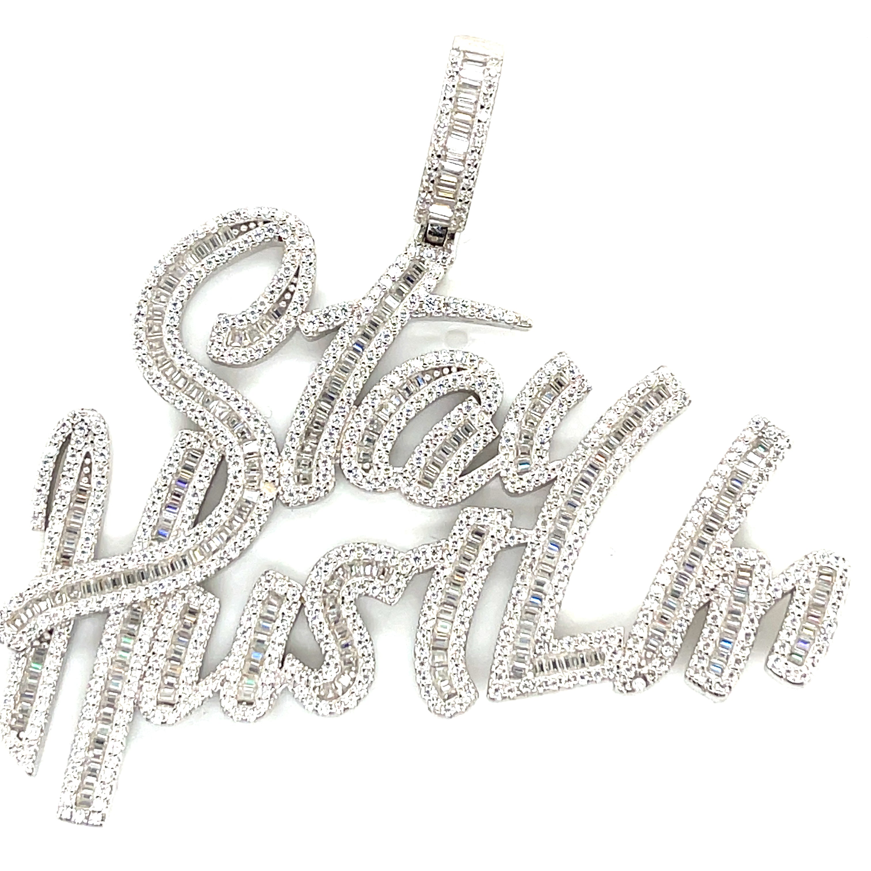 Silver Moissanite Stay Hustlin' Pendant