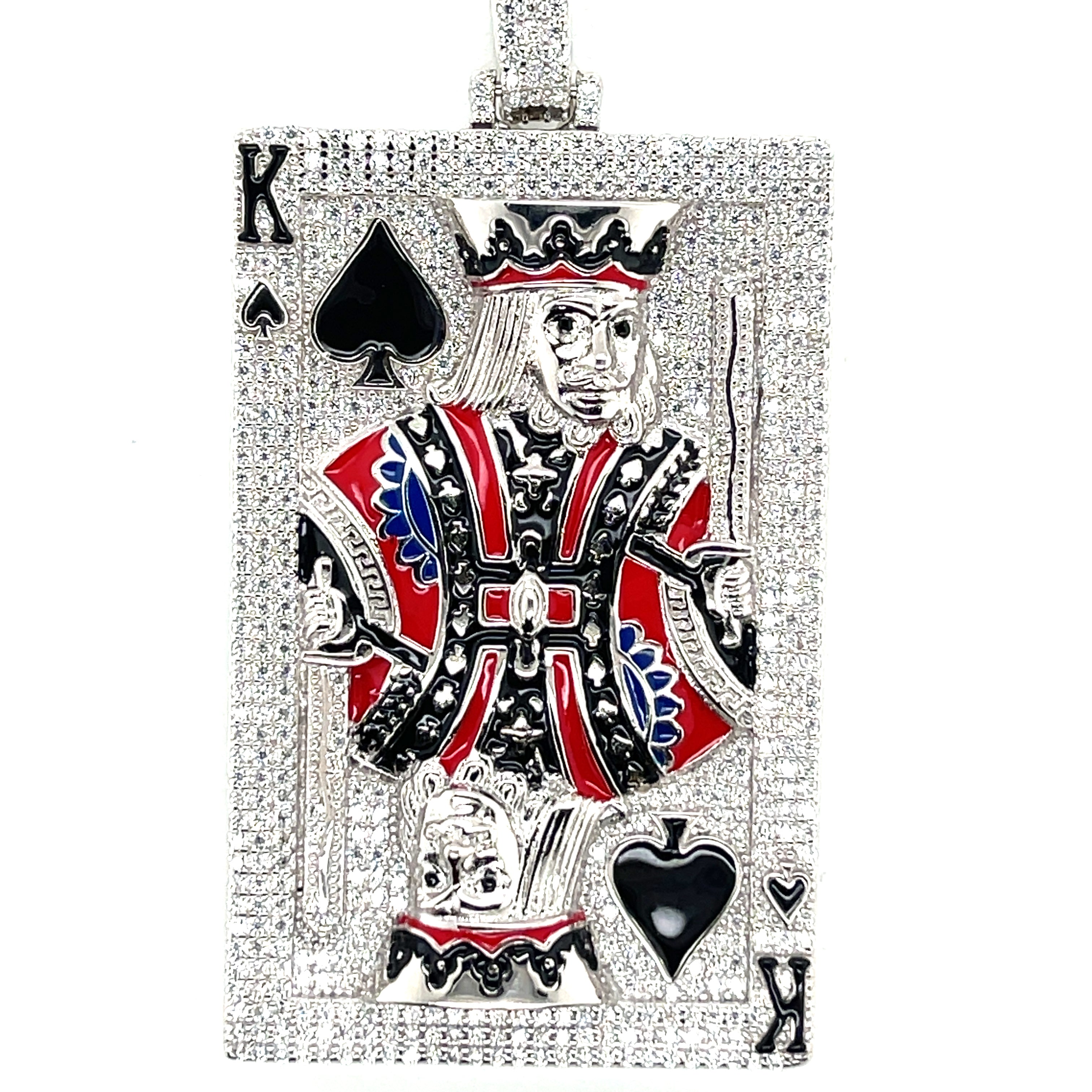 Silver Moissanite Ace/King Card Charm