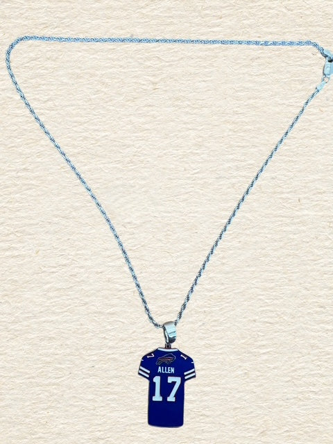 925 Sterling Silver Bills Jersey pendant with 18" Chain