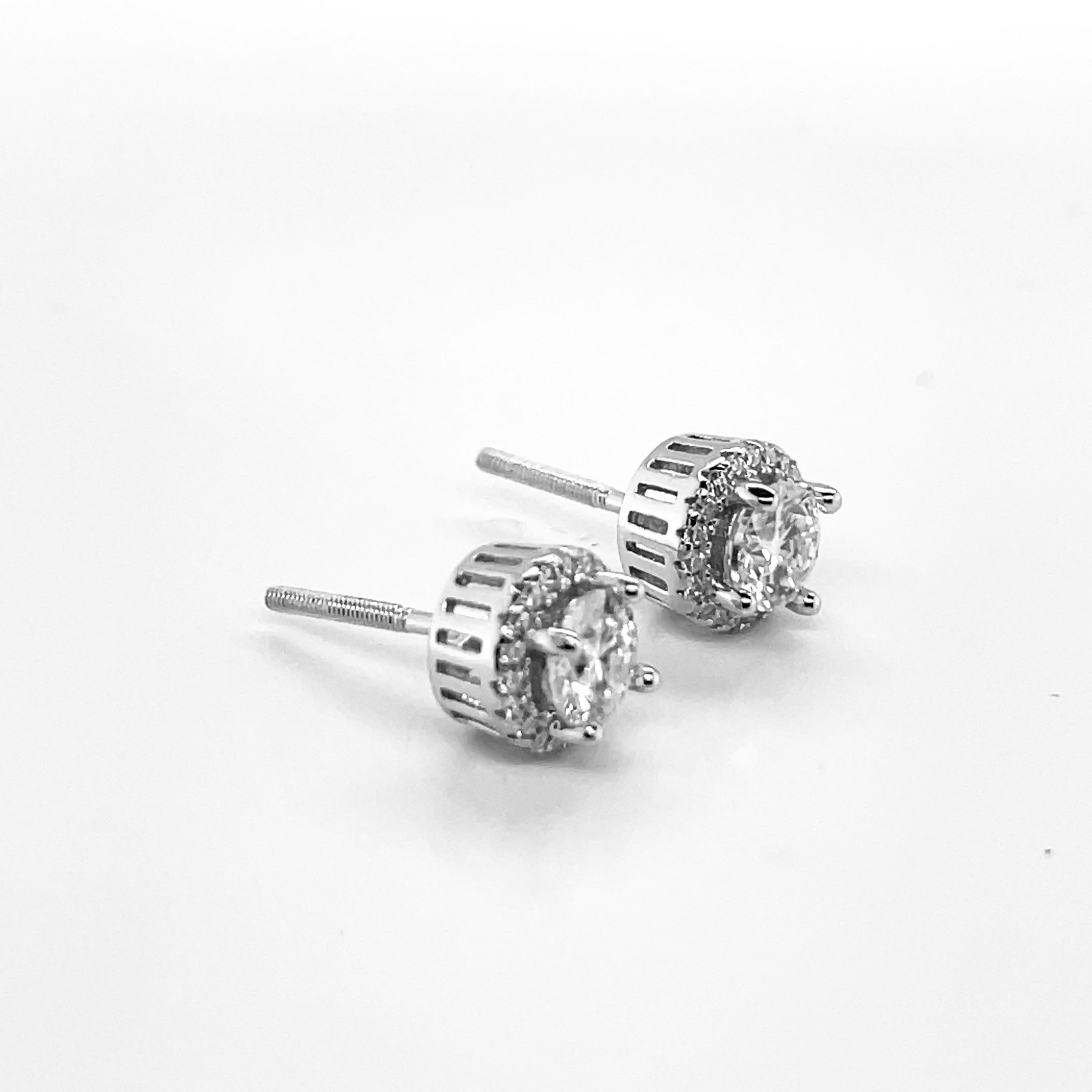 Round Silver and Moissanite Stud Earrings