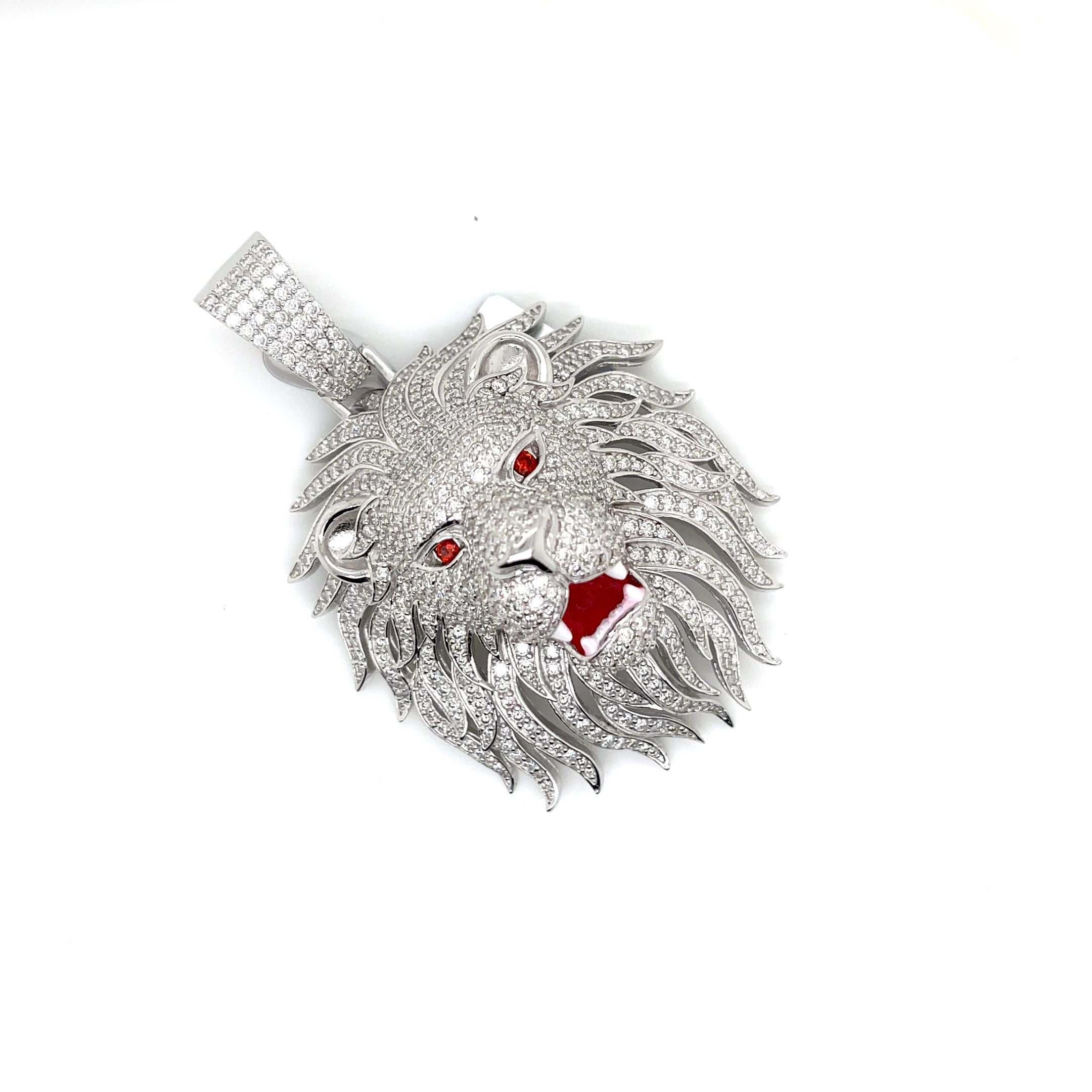 Silver Moissanite Lion Pendant