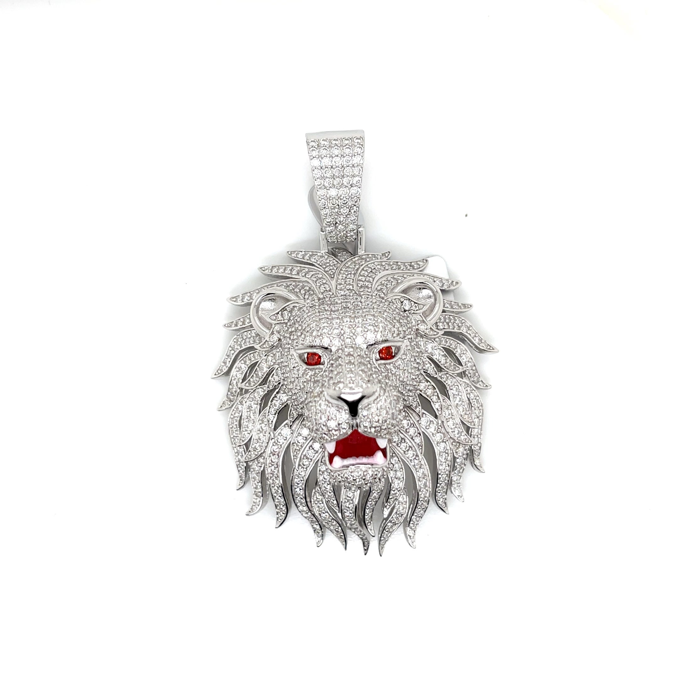 Silver Moissanite Lion Pendant