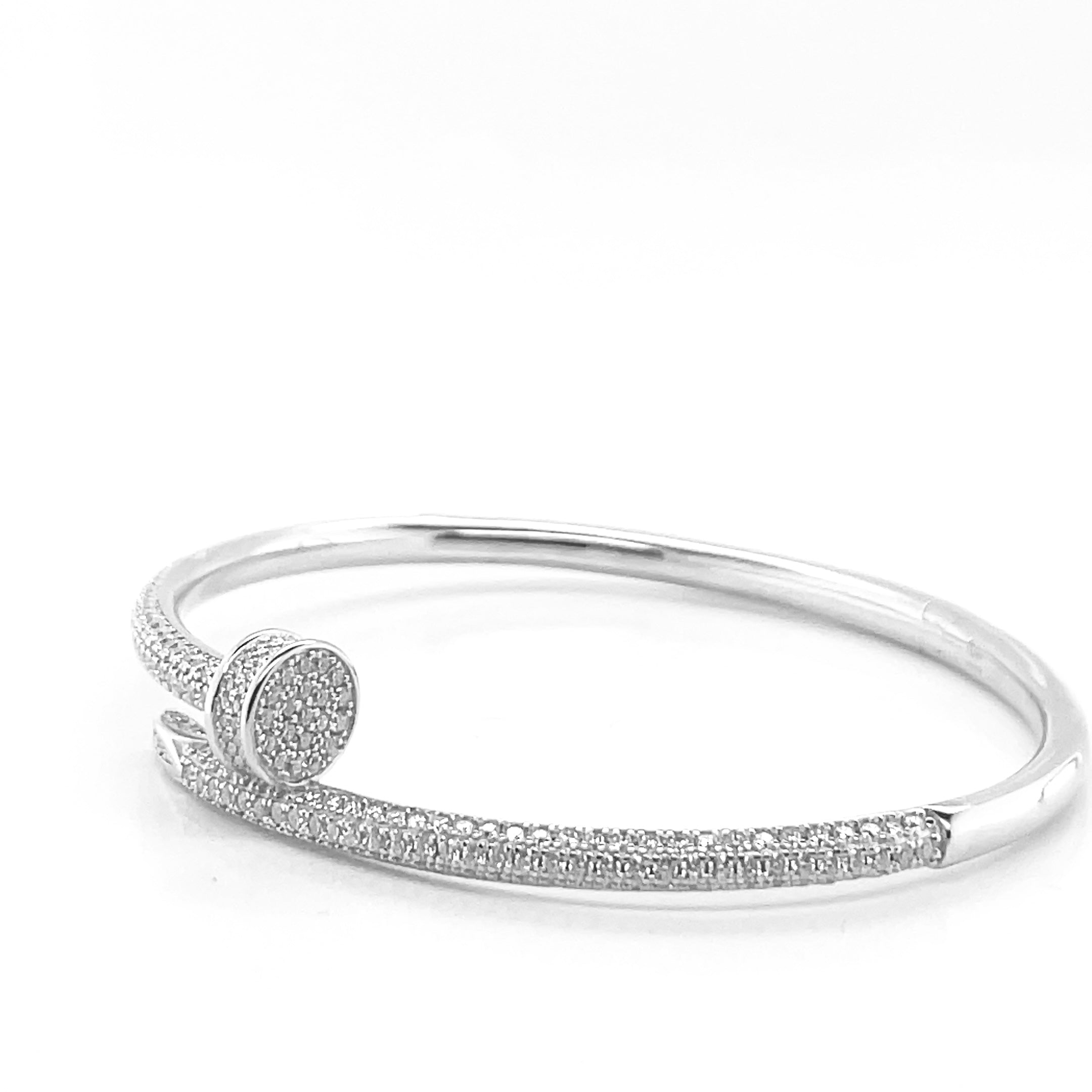 Silver Moissanite Nail Bangle