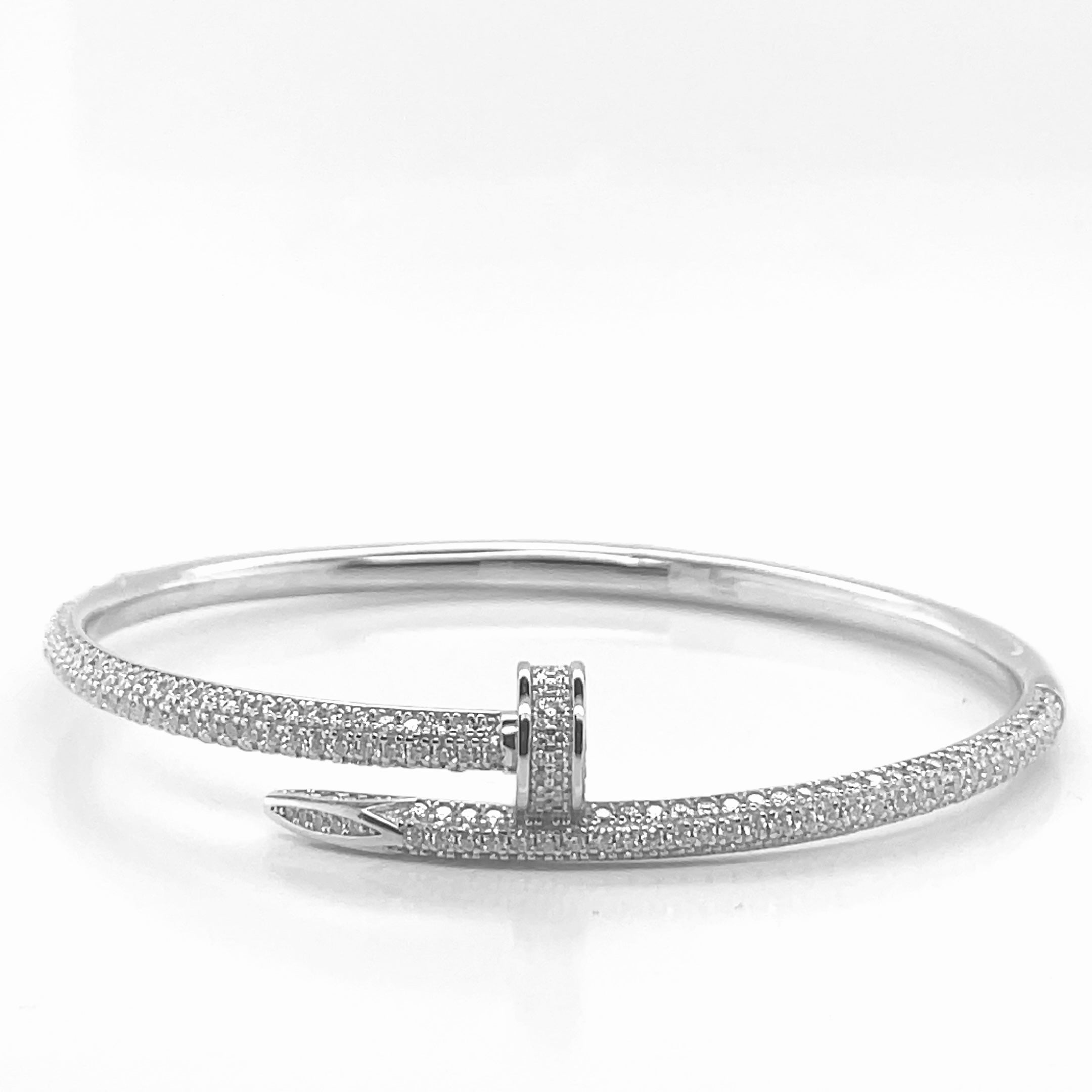 Silver Moissanite Nail Bangle