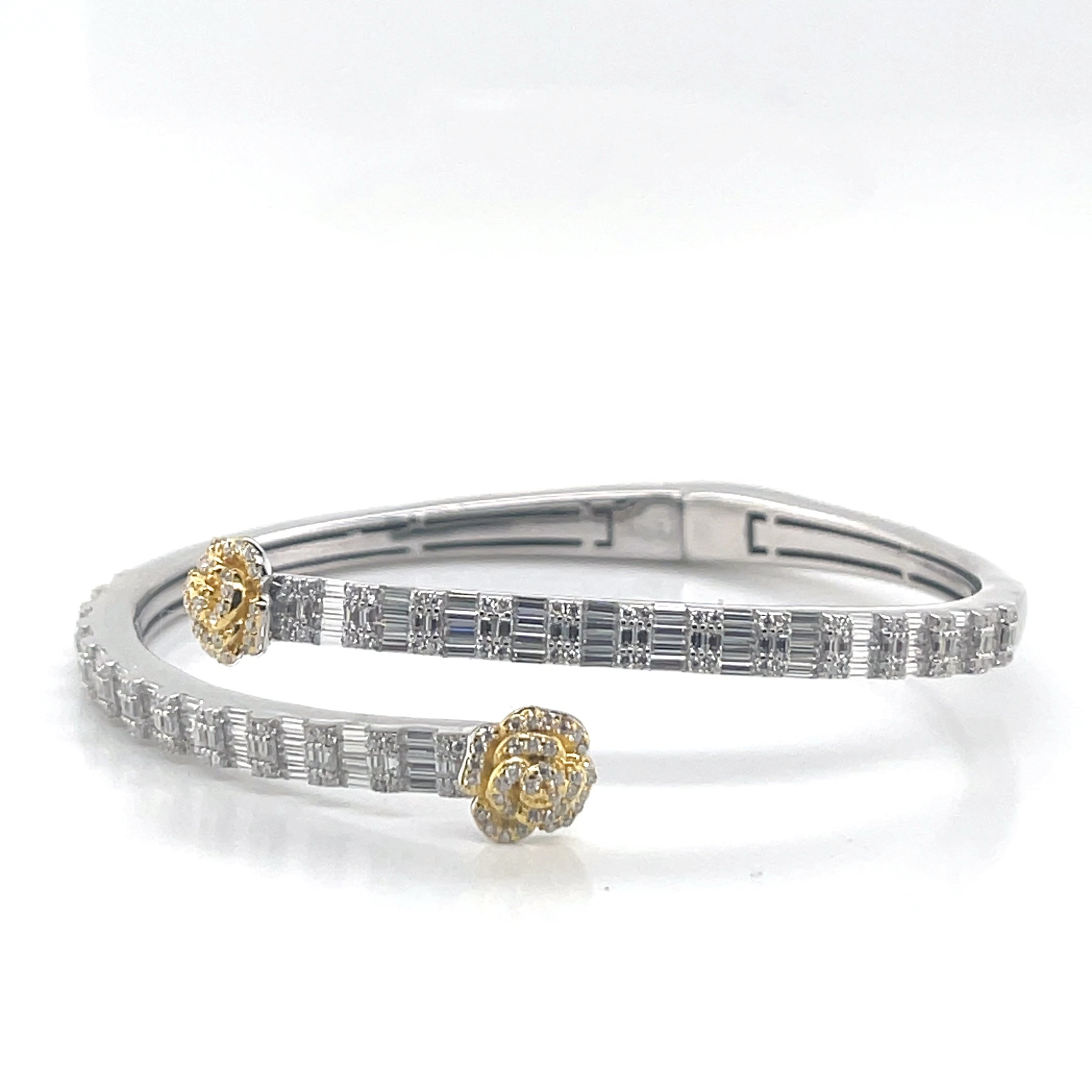 Silver Moissanite Flower Bangle