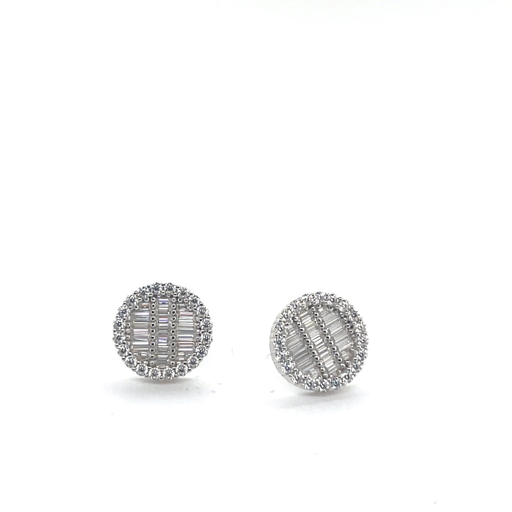 Round Silver and Moissanite Stud Earrings