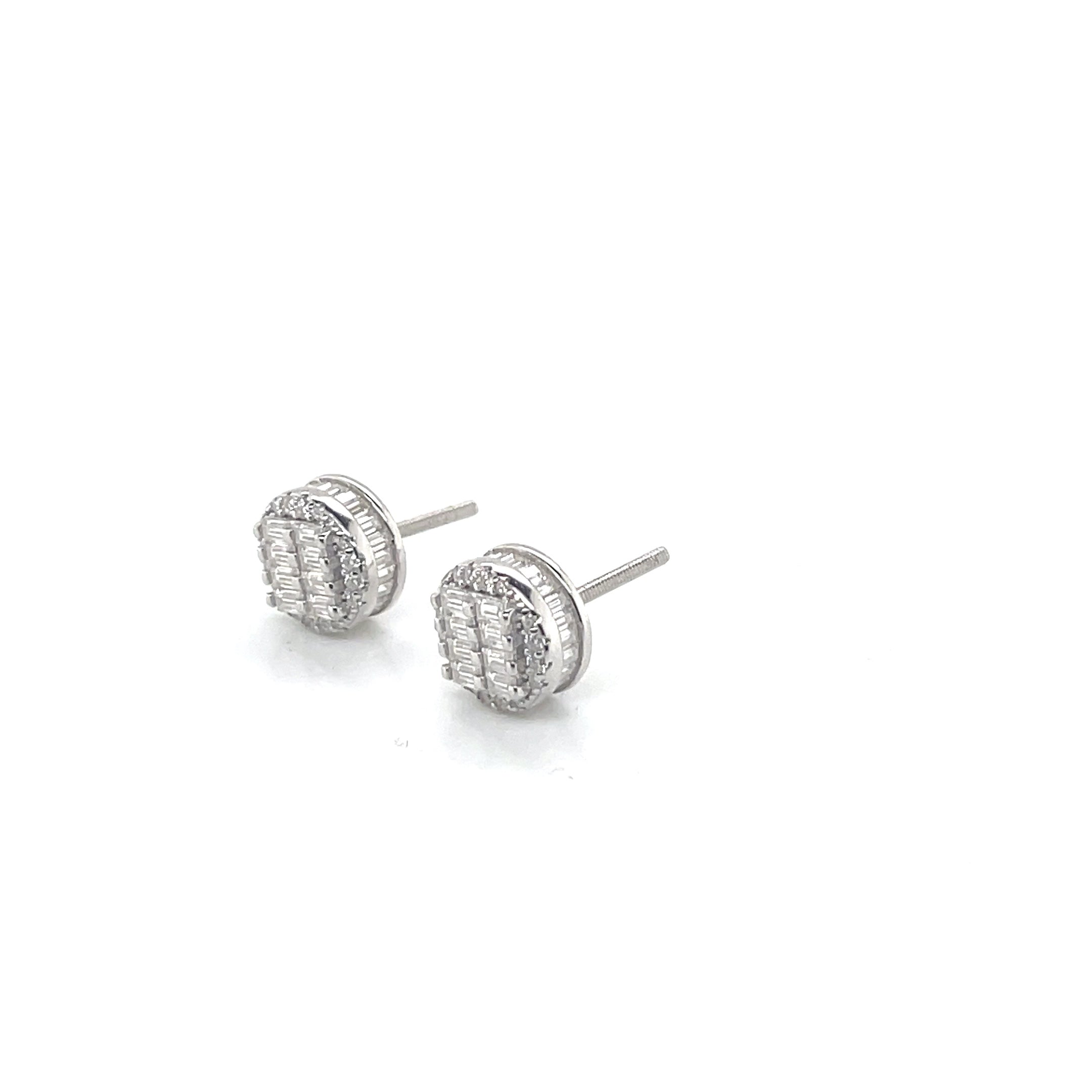 Round Silver and Moissanite Stud Earrings