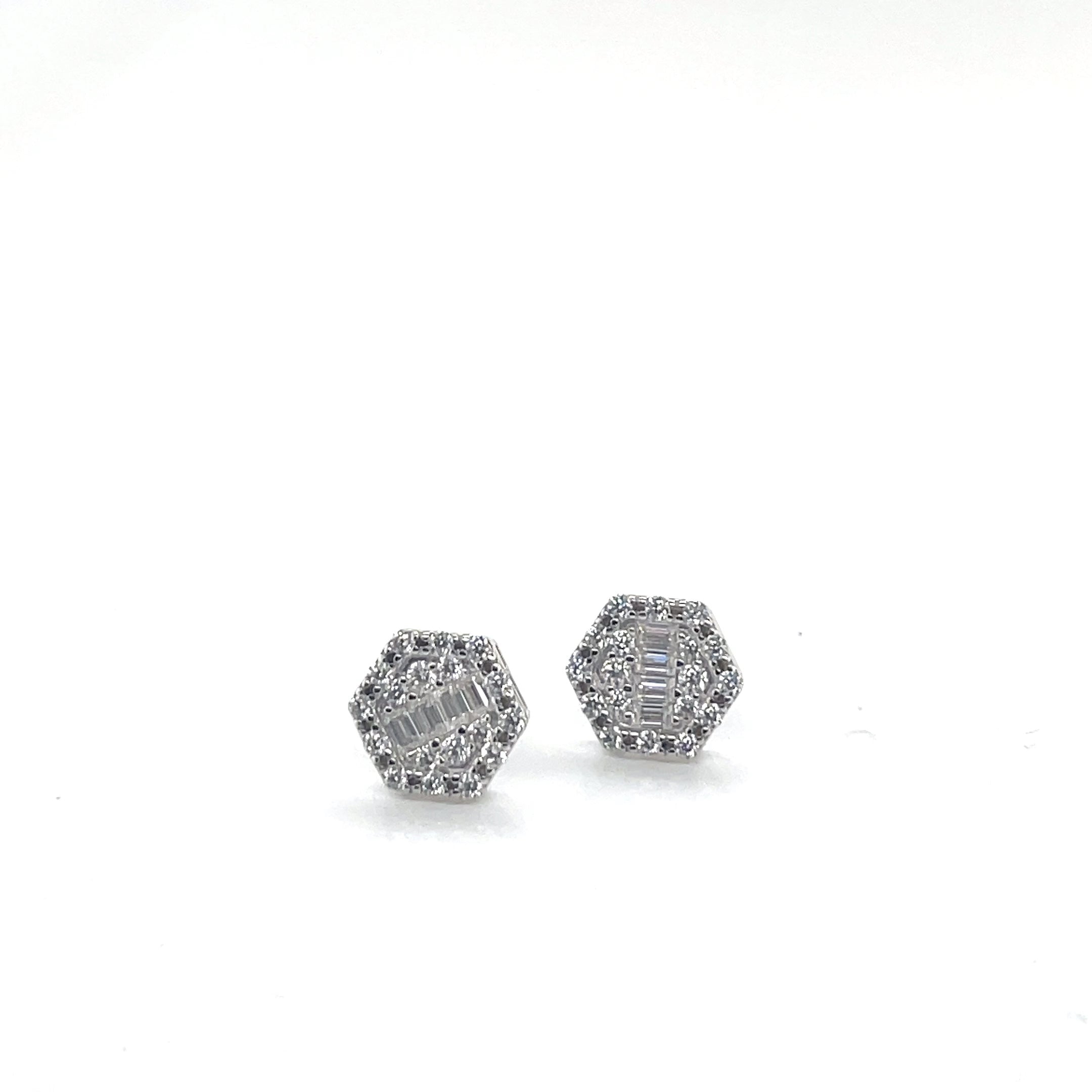 Round Silver and Moissanite Stud Earrings