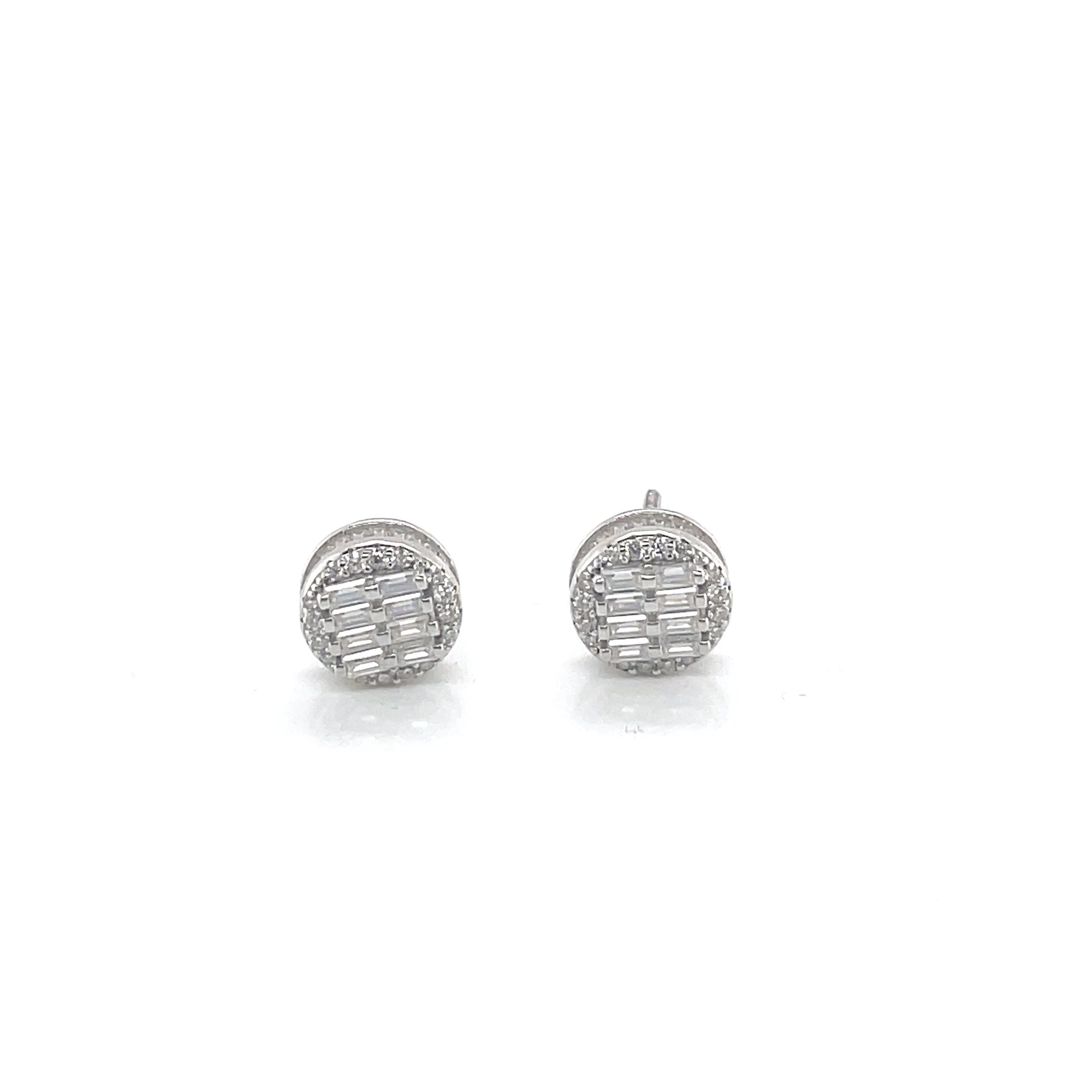 Round Silver and Moissanite Stud Earrings