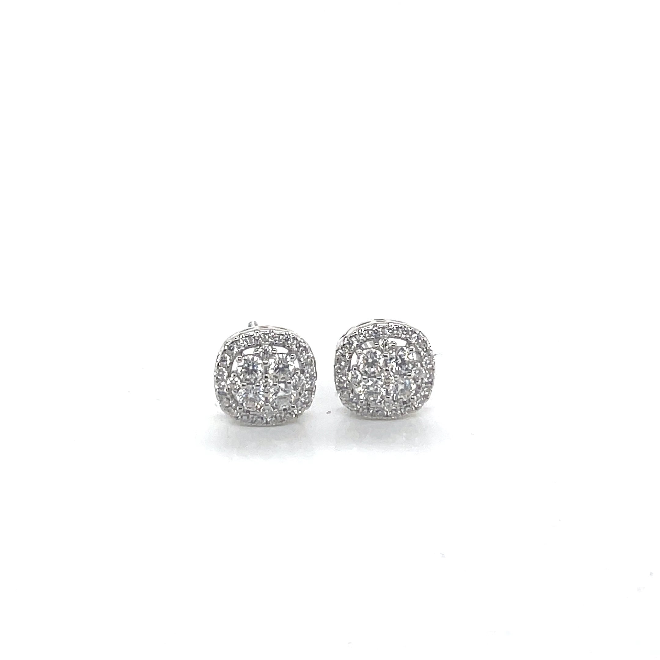 Round Silver and Moissanite Stud Earrings