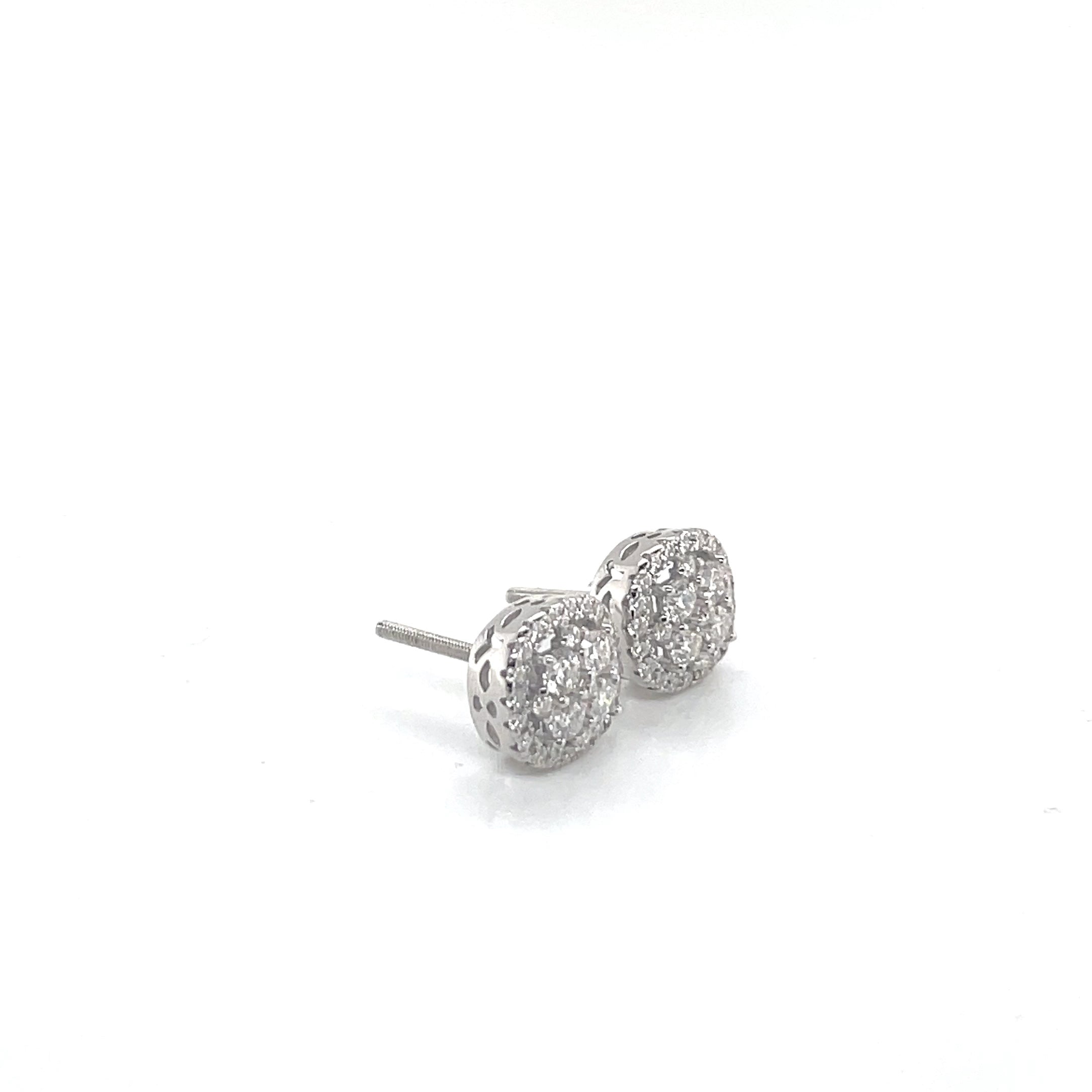 Round Silver and Moissanite Stud Earrings