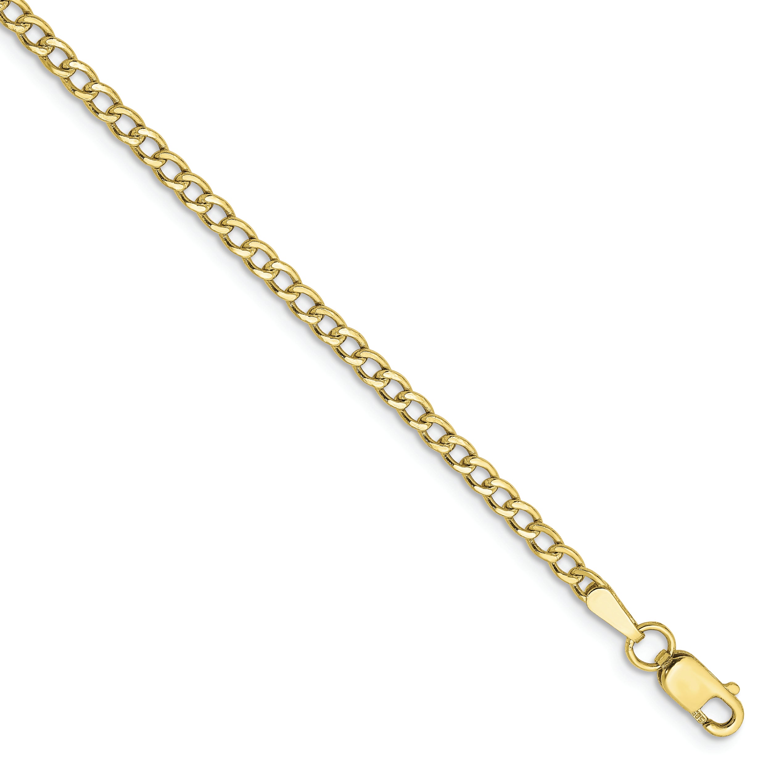 10k 2.5mm Semi-Solid Curb Link Chain Anklet