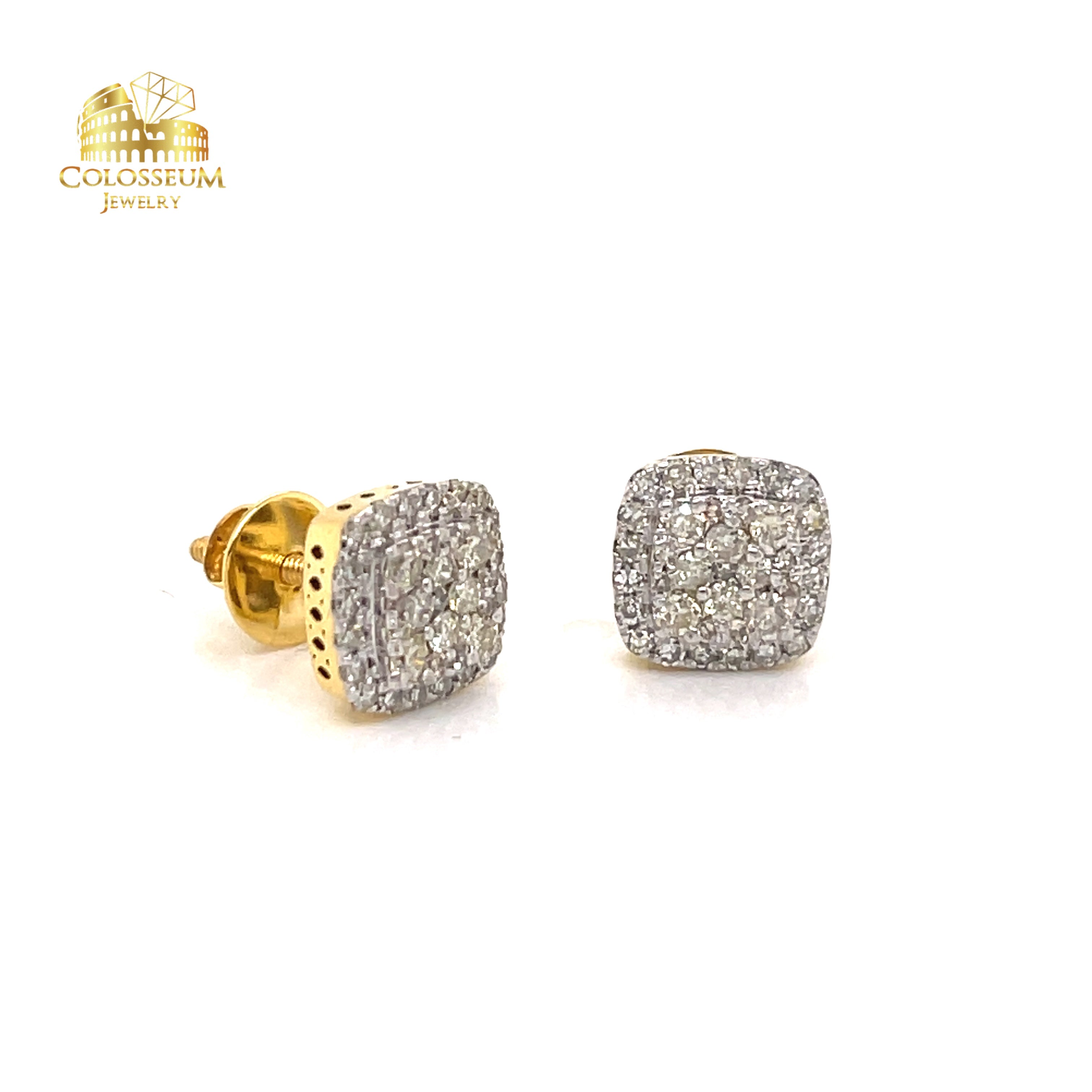 Square Shaped Diamond Earrings 0.57ct - 10K Yellow Gold