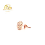 14K Rose Gold Round Halo Cluster Diamond Earrings - 1.03ctw