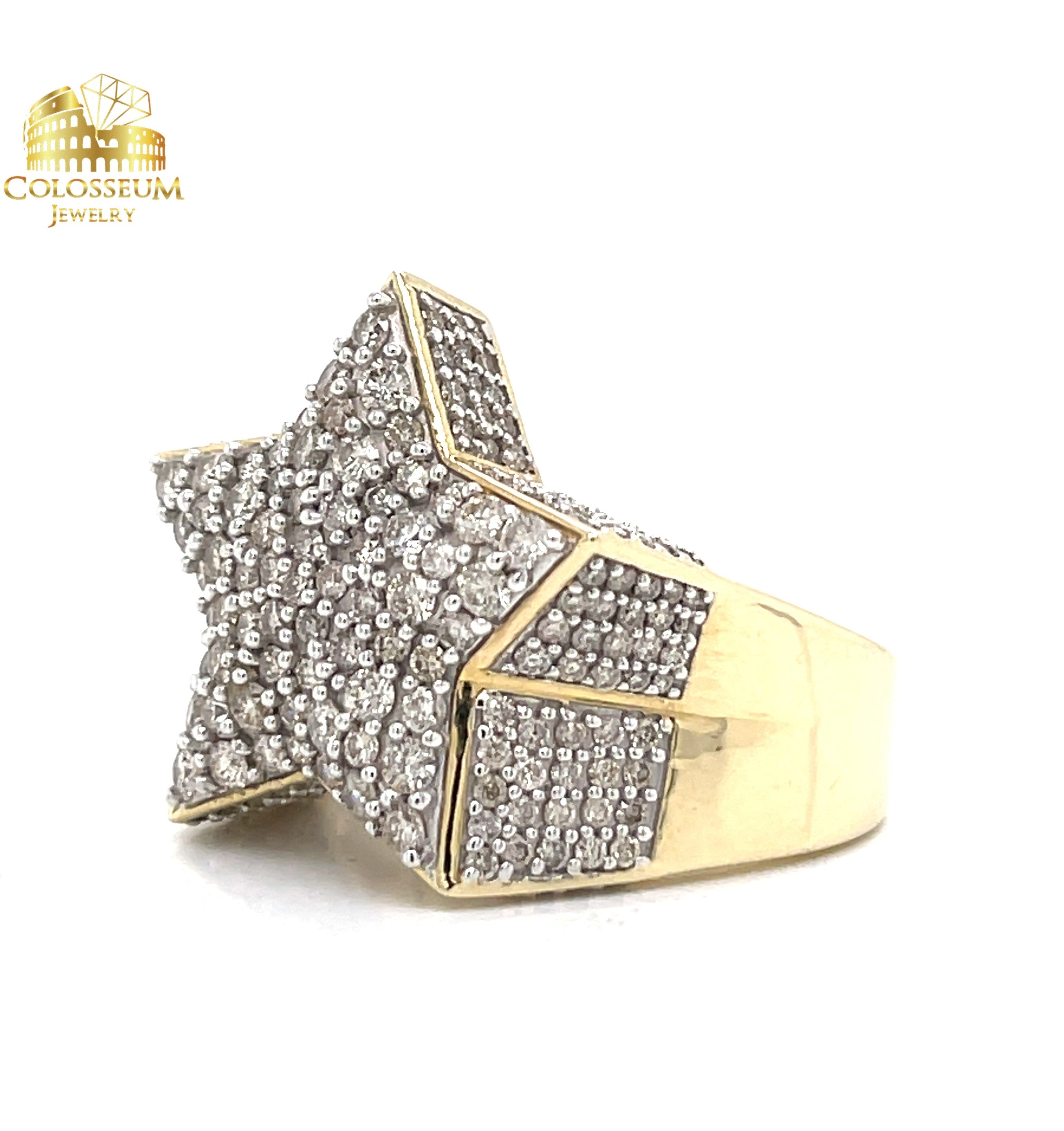 10K Yellow Gold Star Diamond Ring 3.00ctw