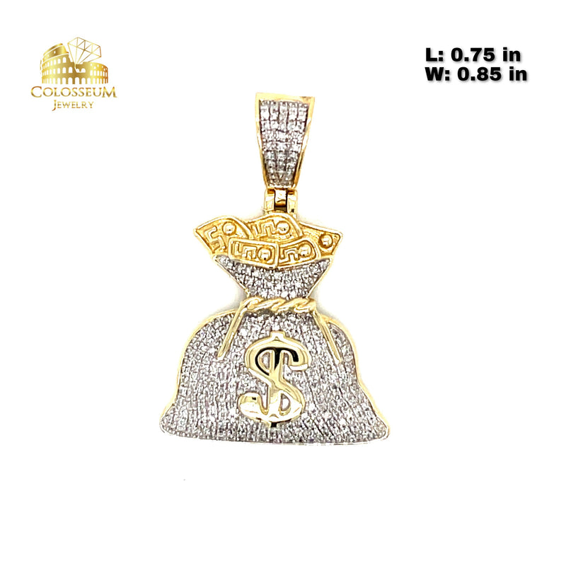 10K Mini Moneybag Diamond Pendant