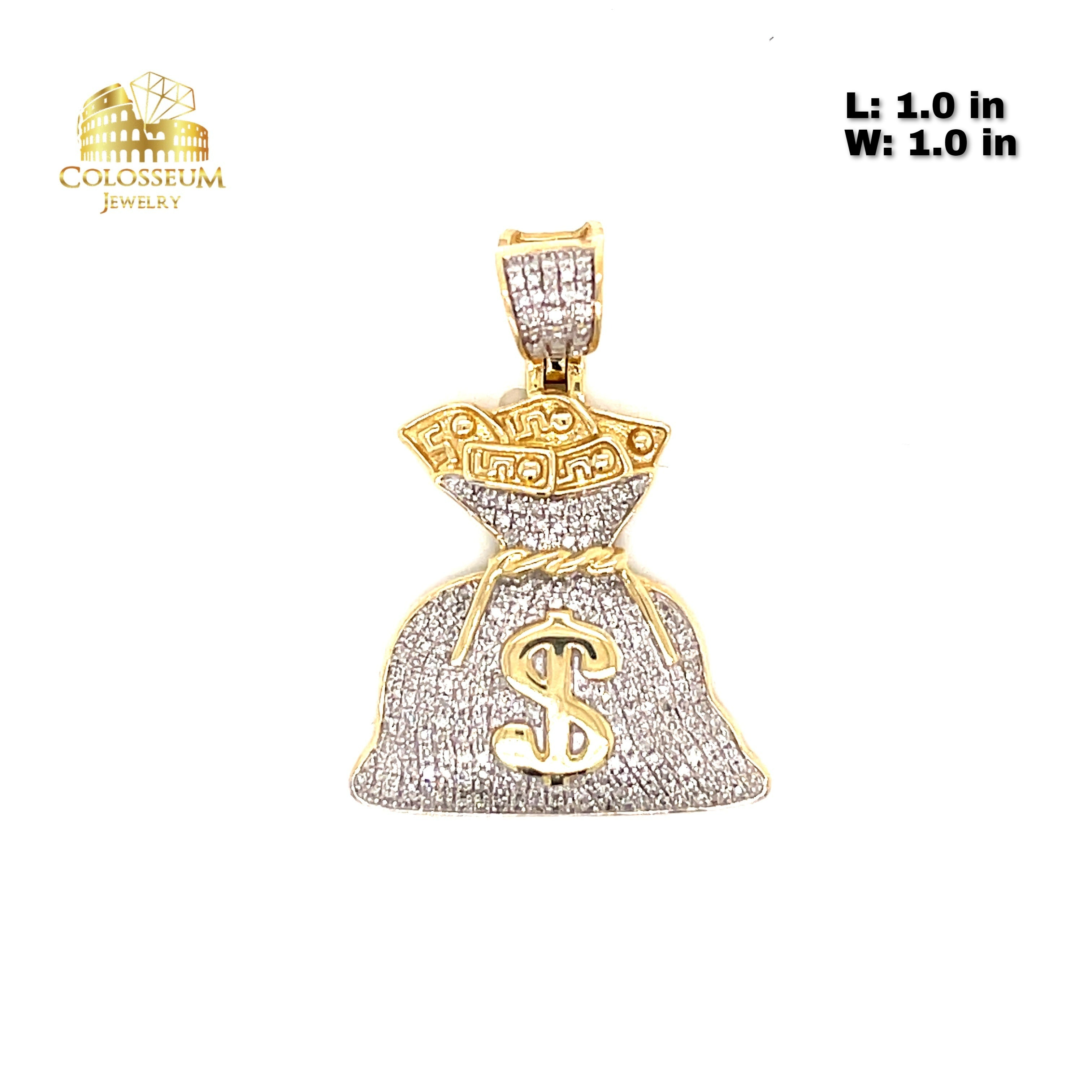 Diamond Money Bag Charm with 0.50 ctw in Diamonds and 10K Yellow Gold