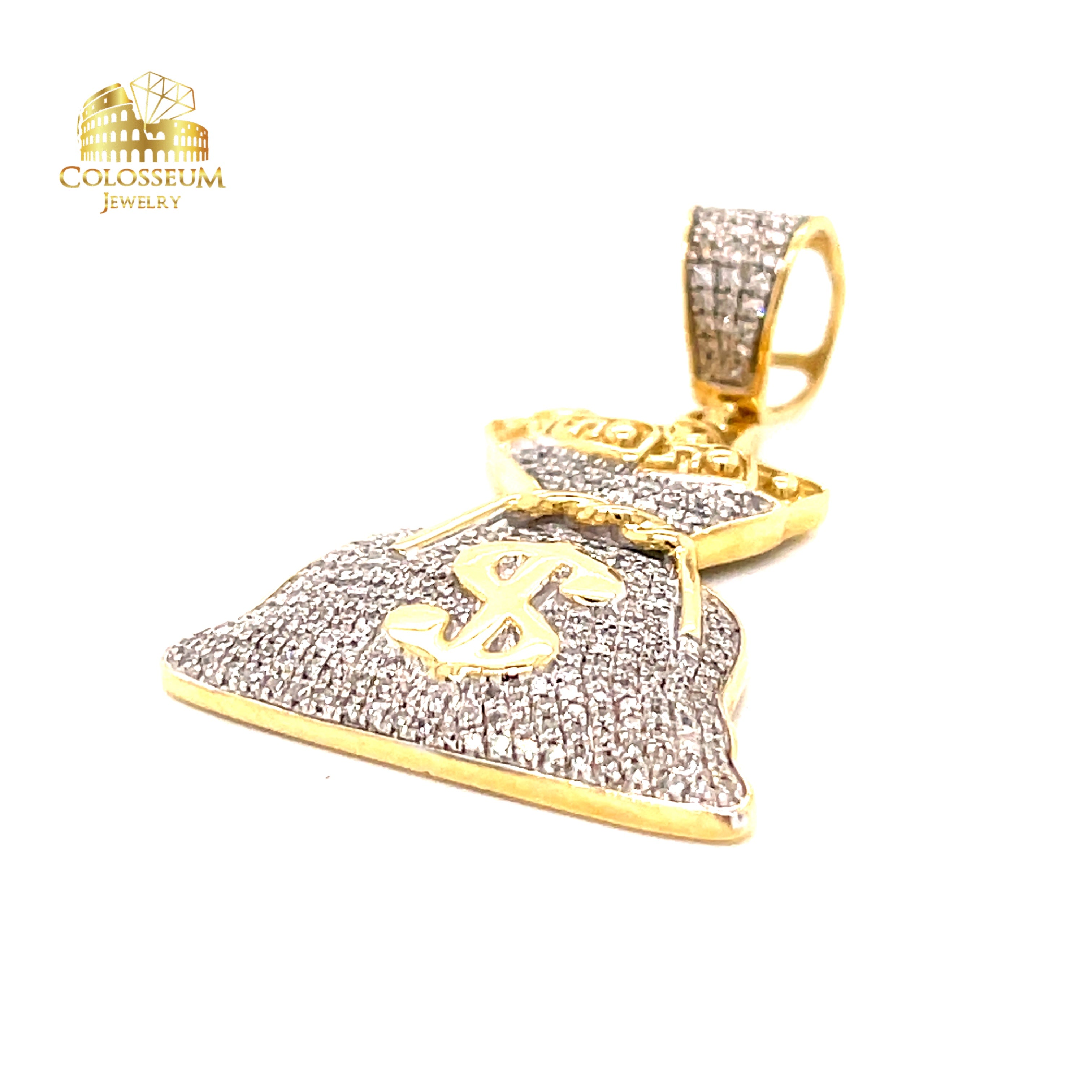 Diamond Money Bag Charm with 0.50 ctw in Diamonds and 10K Yellow Gold