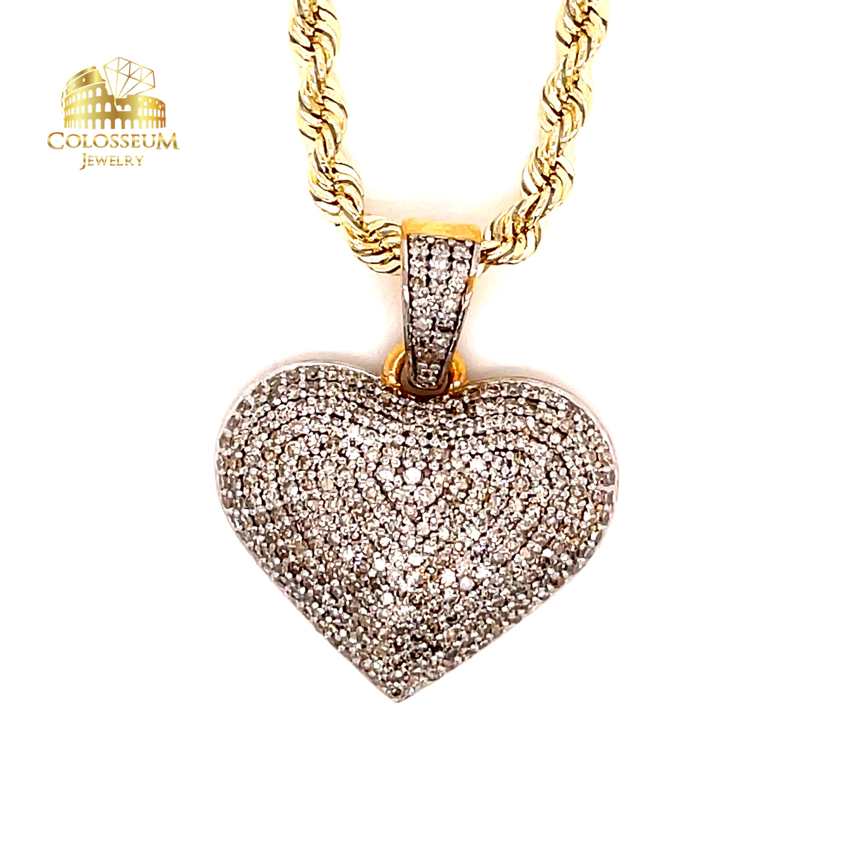 10K Yellow Gold Heart Diamond Charm - 1.75ctw