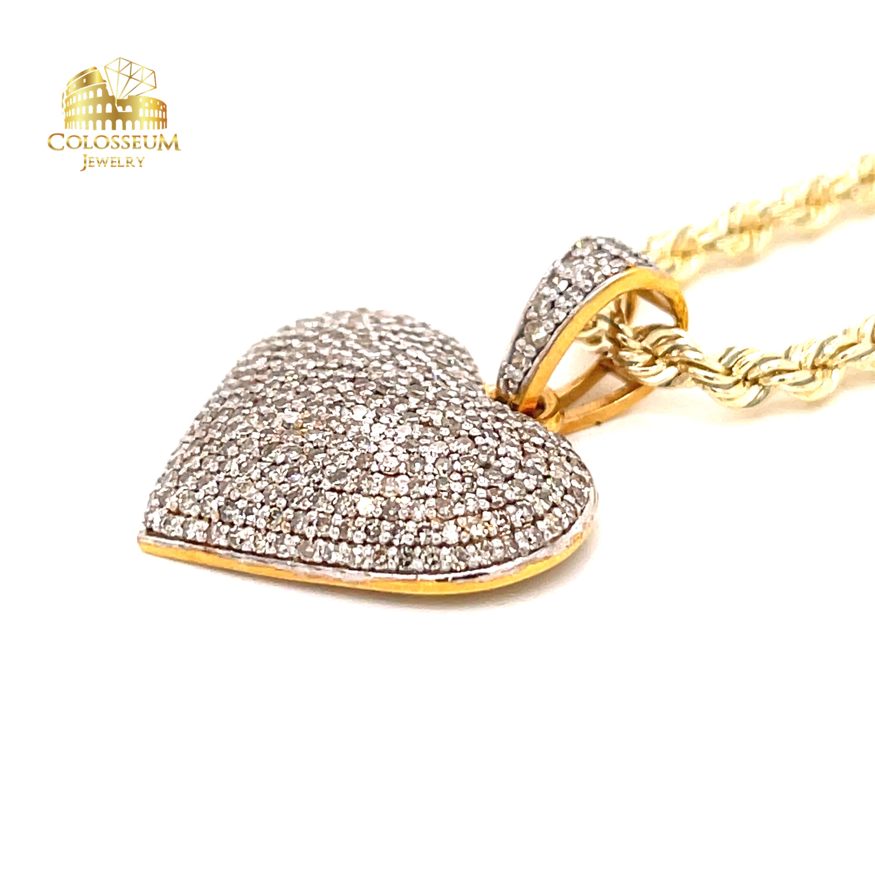 10K Yellow Gold Heart Diamond Charm - 1.75ctw