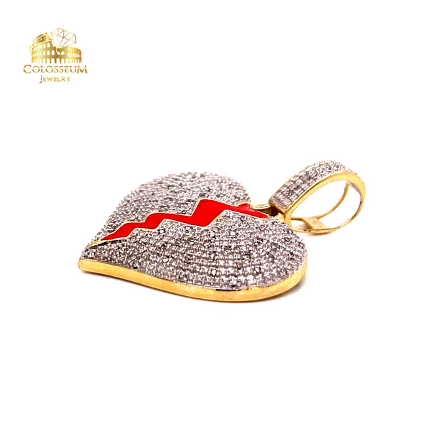 10K Yellow Gold Broken Heart Diamond Charm