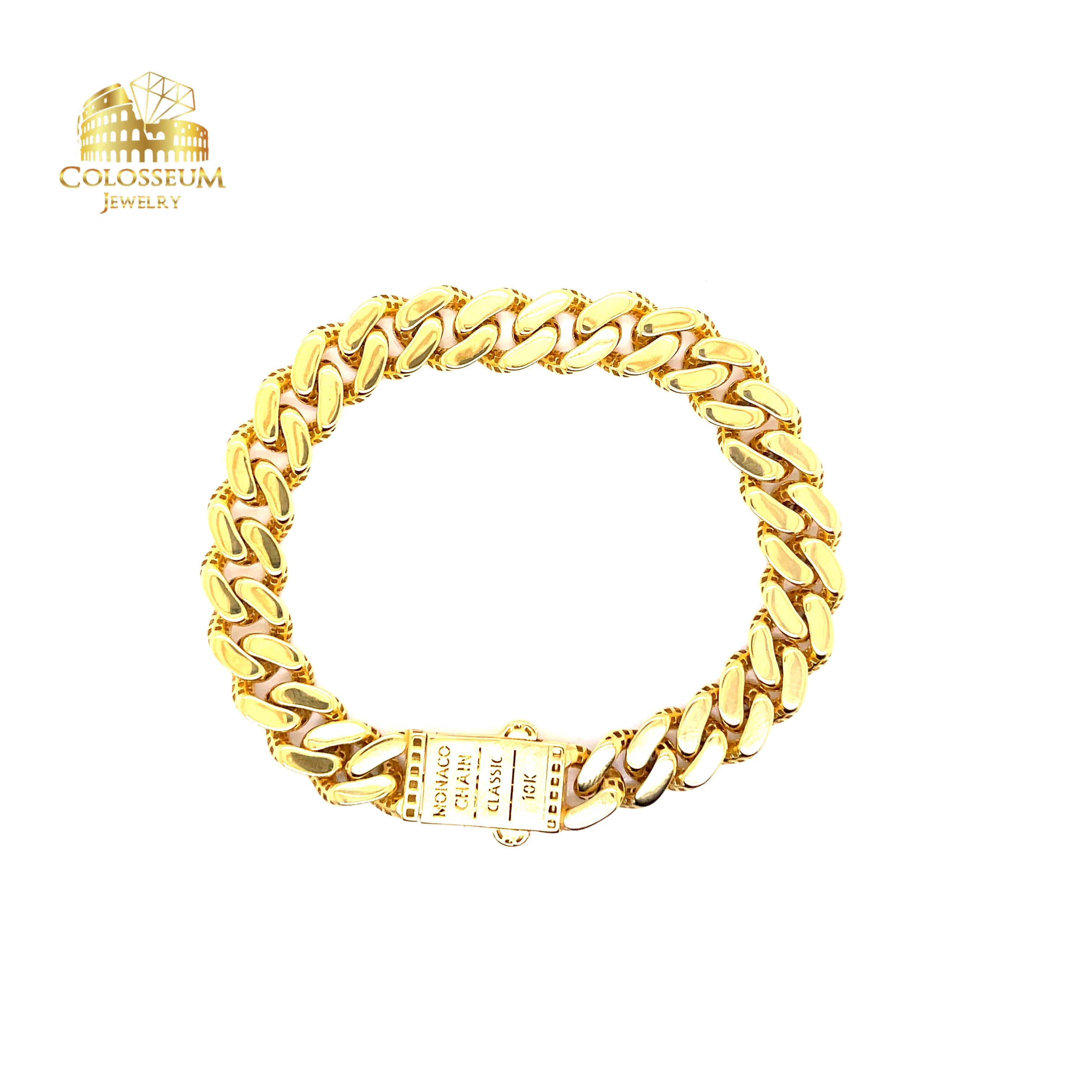 Monaco Miami Cuban Diamond Cut Bracelet Real 10K Yellow Gold