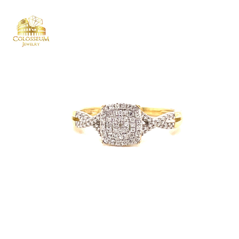 0.15 ct Square Shape Yellow Gold - Diamond Engagement Ring
