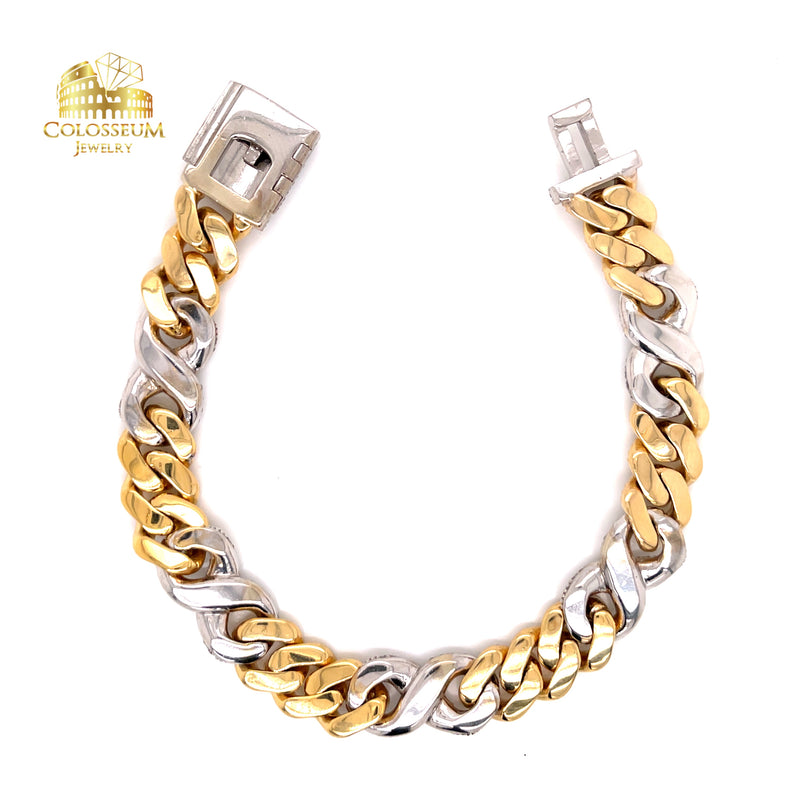 Diamond Miami Cuban Infinity Bracelet 9.48 ctw in Diamonds, 10K Two Tones Yellow and White Gold 11.5mm