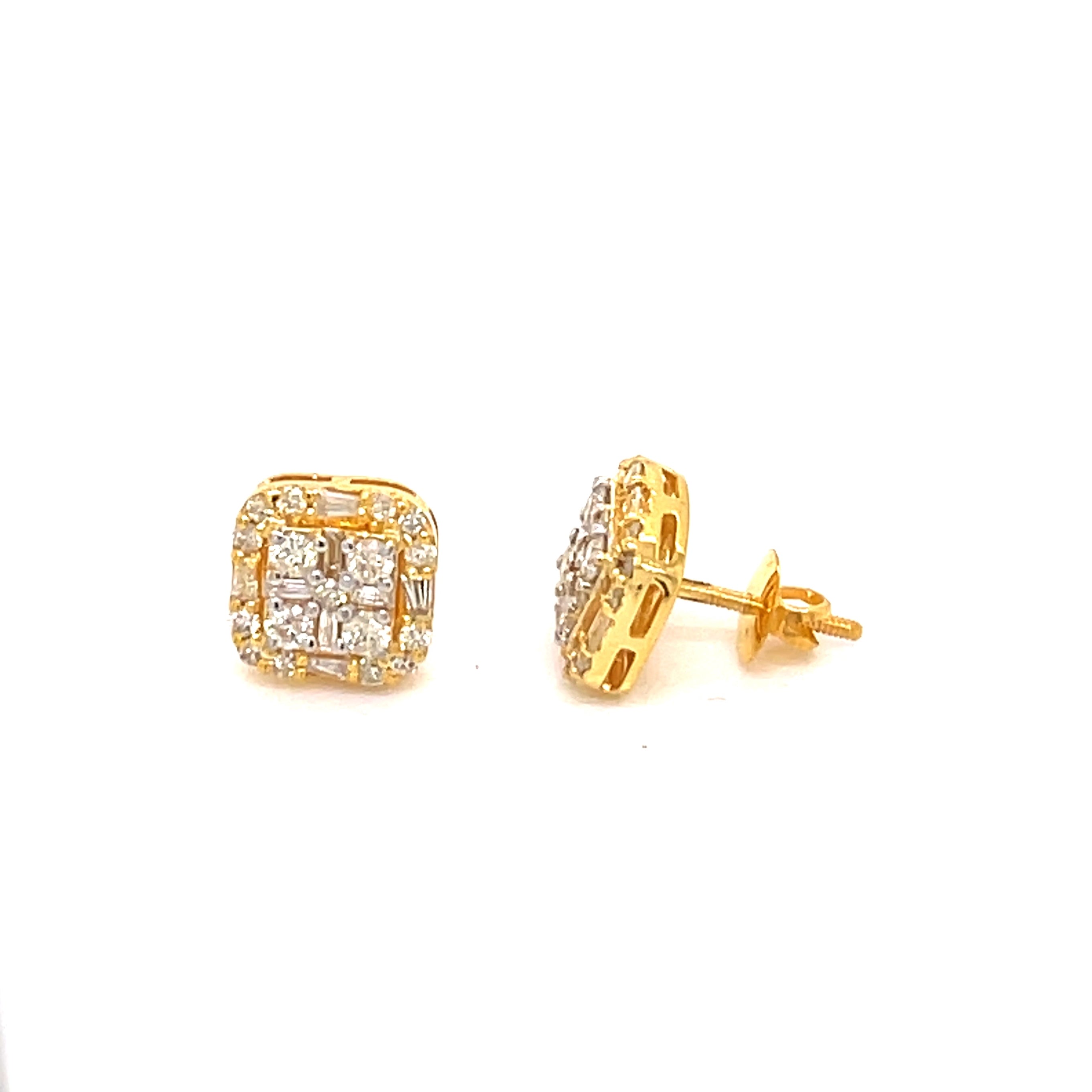 10K Gold 2/3 Ct.Tw. Diamond Square Shape Stud Earrings