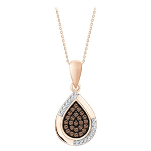 LADIES PENDANT 1/6 CT WHITE/CHOCOLATE ROUND DIAMOND 10K ROSE GOLD (CHAIN NOT INCLUDED)