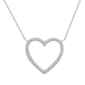 LADIES NECKLACE 1/10 CT ROUND DIAMOND 10K WHITE GOLD (CHAIN INCLUDED)