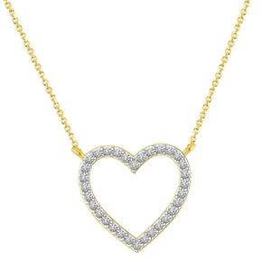 LADIES NECKLACE 1/10 CT ROUND DIAMOND 10K YELLOW GOLD (CHAIN INCLUDED)