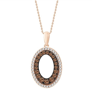 LADIES PENDANT 1/4 CT WHITE/CHOCOLATE ROUND 10K ROSE GOLD (CHAIN NOT INCLUDED)
