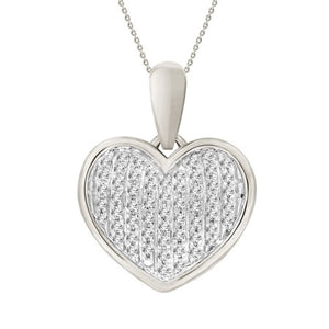LADIES HEART PENDANT 1/6 CT ROUND DIAMOND 10K WHITE GOLD (CHAIN NOT INCLUDED)