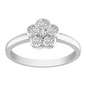 LADIES RING 1/6 CT ROUND DIAMOND 10K WHITE GOLD