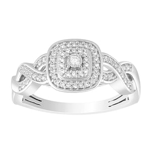 LADIES ENGAGEMENT RING 1/6 CT ROUND DIAMOND 10K WHITE GOLD