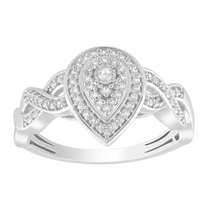 LADIES ENGAGEMENT RING 1/6 CT ROUND DIAMOND 10K WHITE GOLD