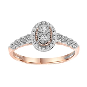 LADIES ENGAGEMENT RING 1/10 CT ROUND DIAMOND 10K ROSE GOLD