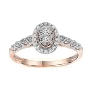 LADIES ENGAGEMENT RING 1/10 CT ROUND DIAMOND 10K ROSE GOLD