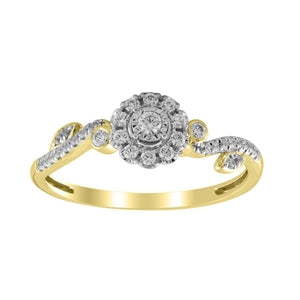 LADIES ENGAGEMENT RING 1/4 CT ROUND DIAMOND 10K YELLOW GOLD