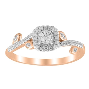 LADIES ENGAGEMENT RING 1/4 CT ROUND DIAMOND 10K ROSE GOLD