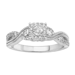 LADIES ENGAGEMENT RING 1/4 CT ROUND DIAMOND 10K WHITE GOLD