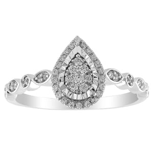 LADIES ENGAGEMENT RING 1/5 CT ROUND DIAMOND 10K WHITE GOLD